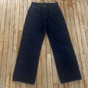 Uniqlo Wide Leg Jeans Sz 26 Dark Wash